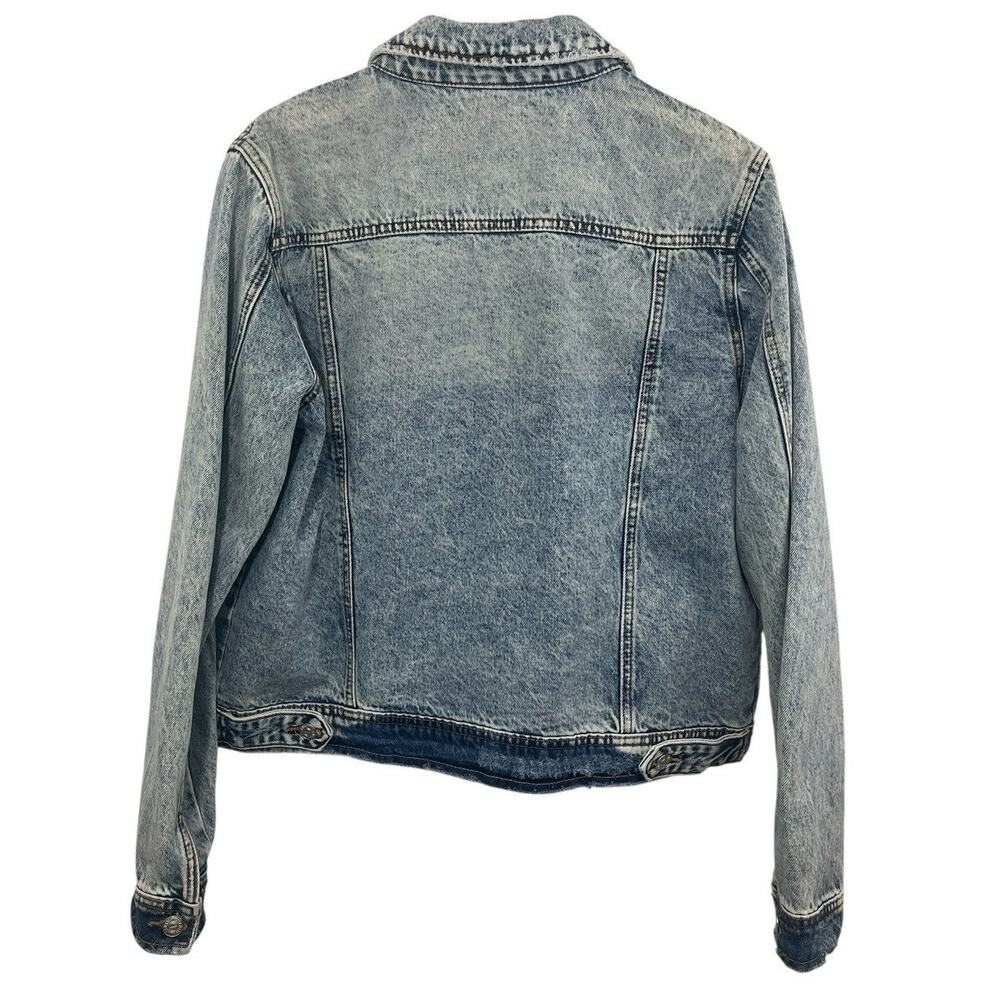 Denim Jean Jacket Large Women's Blue Trucker Light Stonewash Casual 90s Y2k - Picture 6 of 7